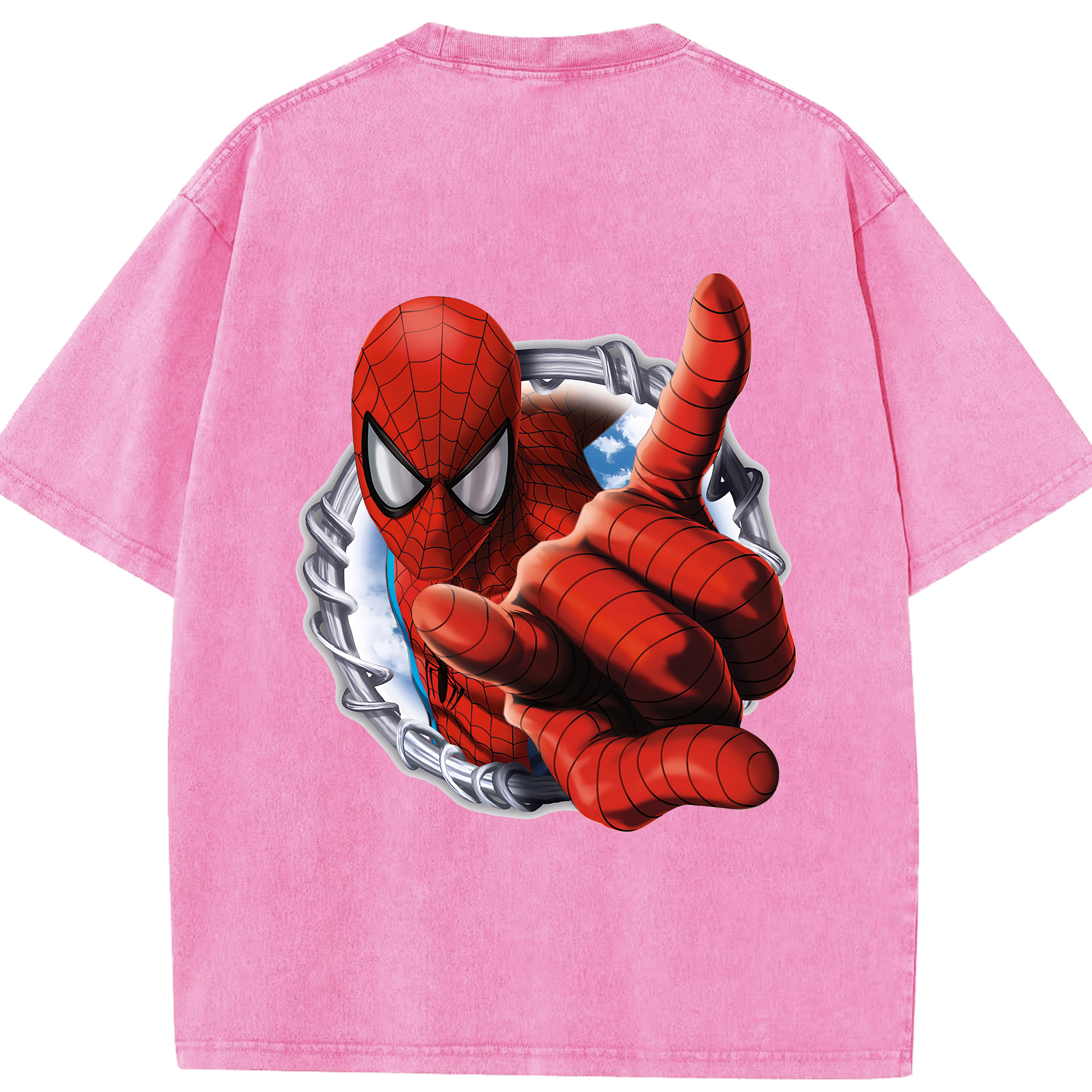 （画像用） Spider Man スパイダーマン 綿100% ヴィンテージ風 半袖Tシャツ（背面プリント）